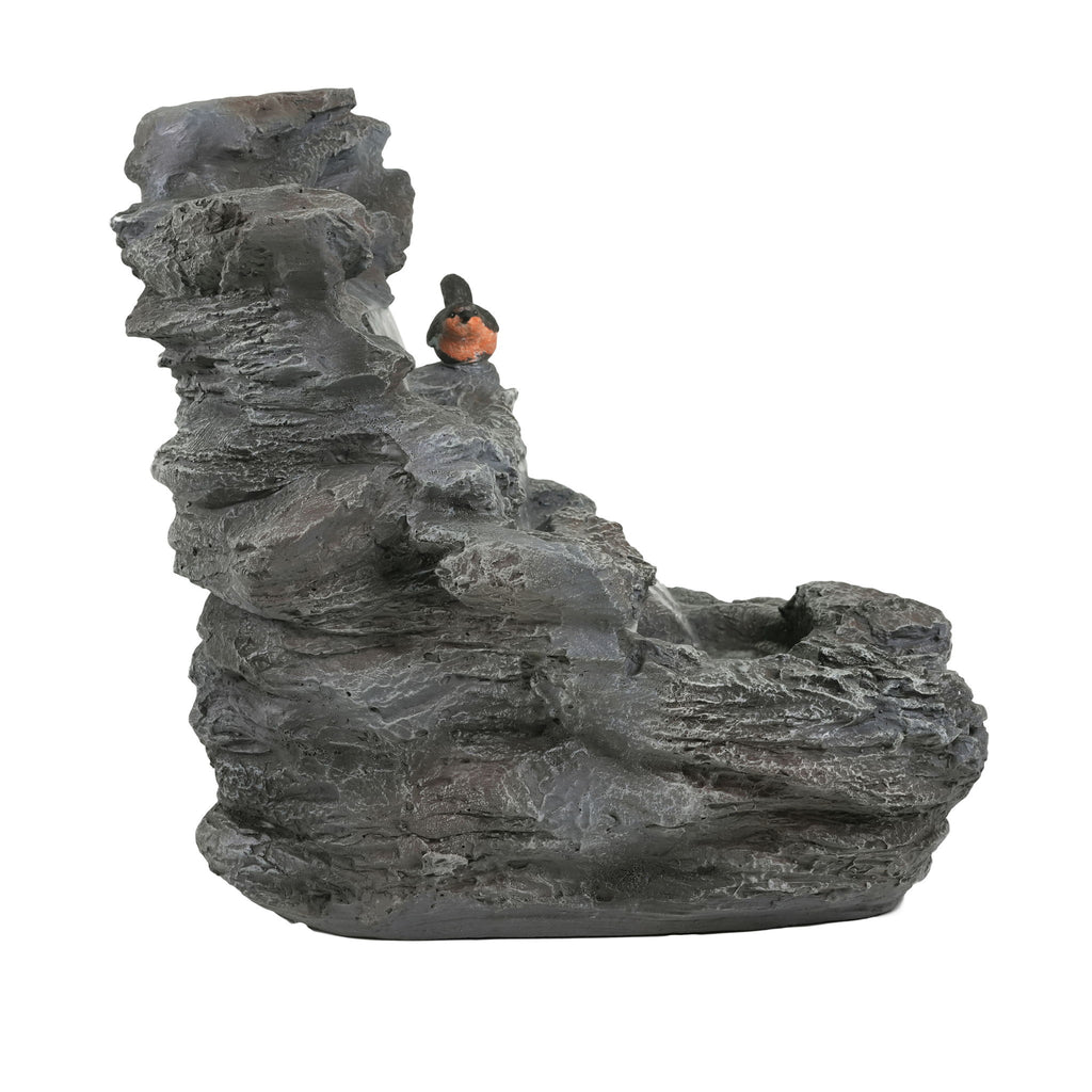 Concrete Rock Waterfall Fountain With LED Lights, Outdoor Garden Decor
