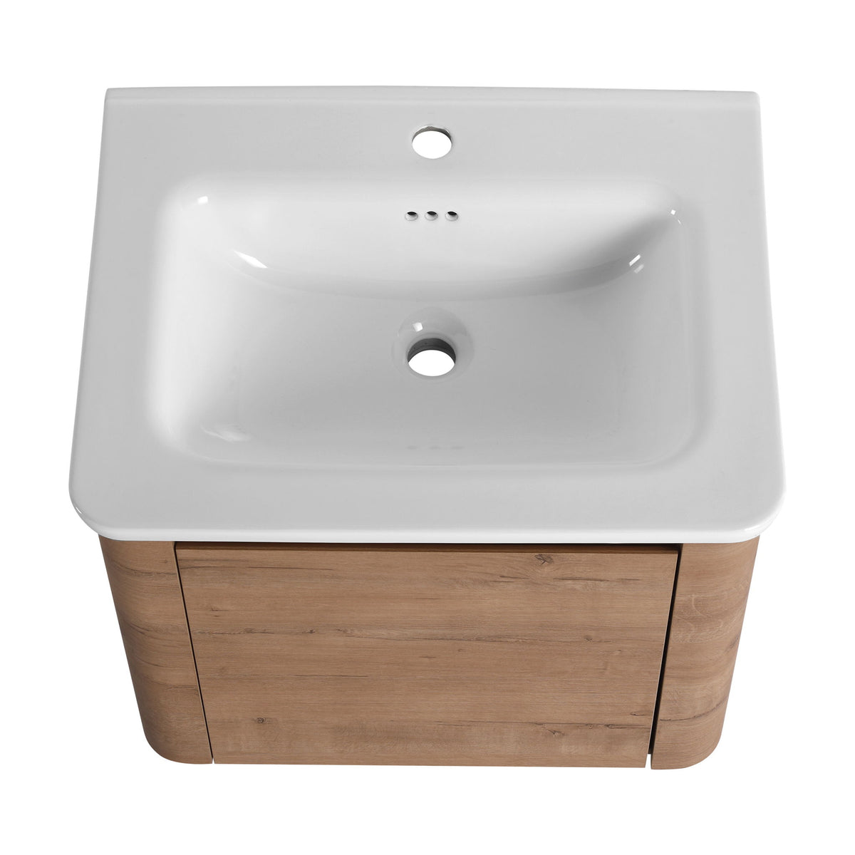 Wall Mounted Bathroom Vanity With Sink, Storage Shelves & Soft Close Door