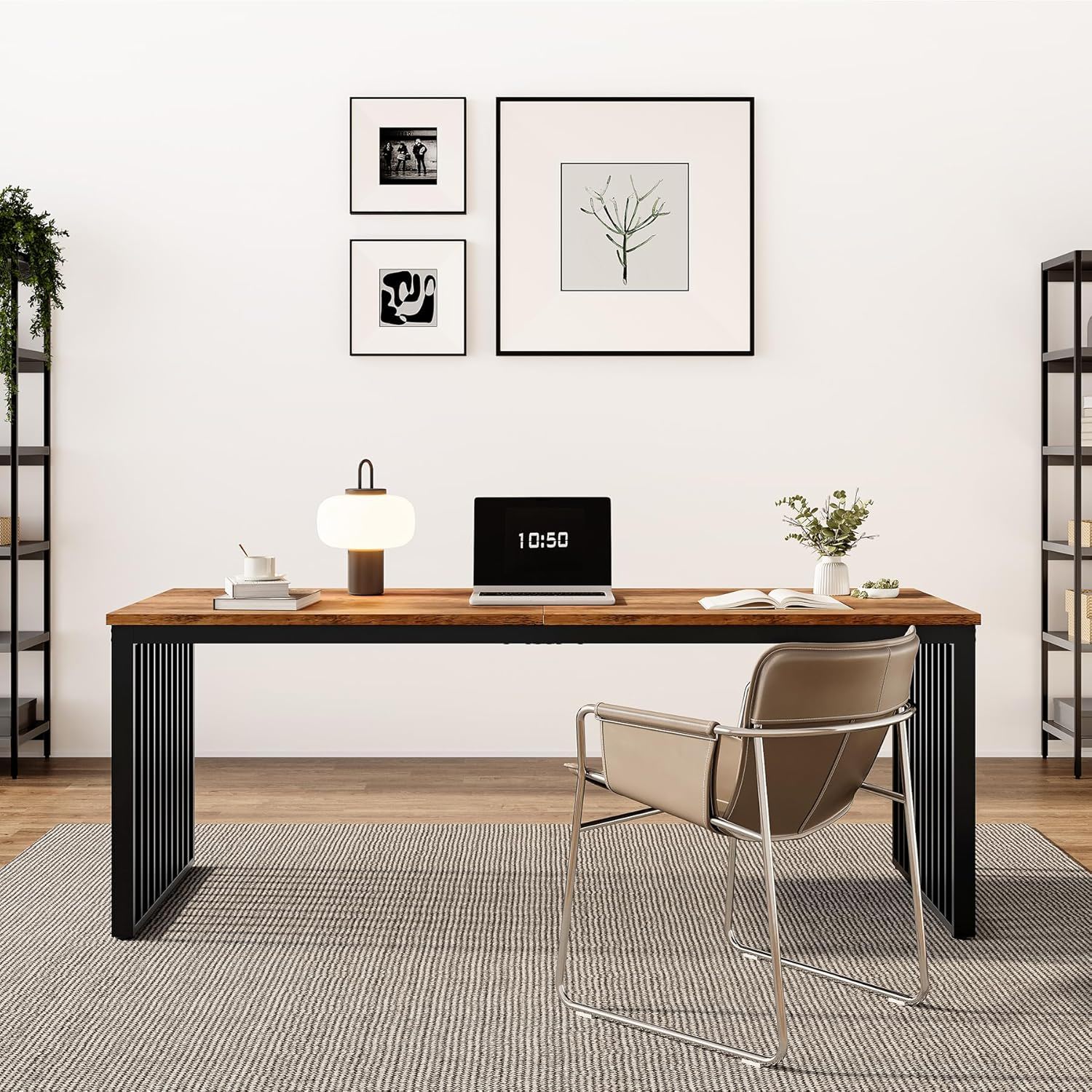 Double Computer Desk For 2 Person, Extra Long Workstation