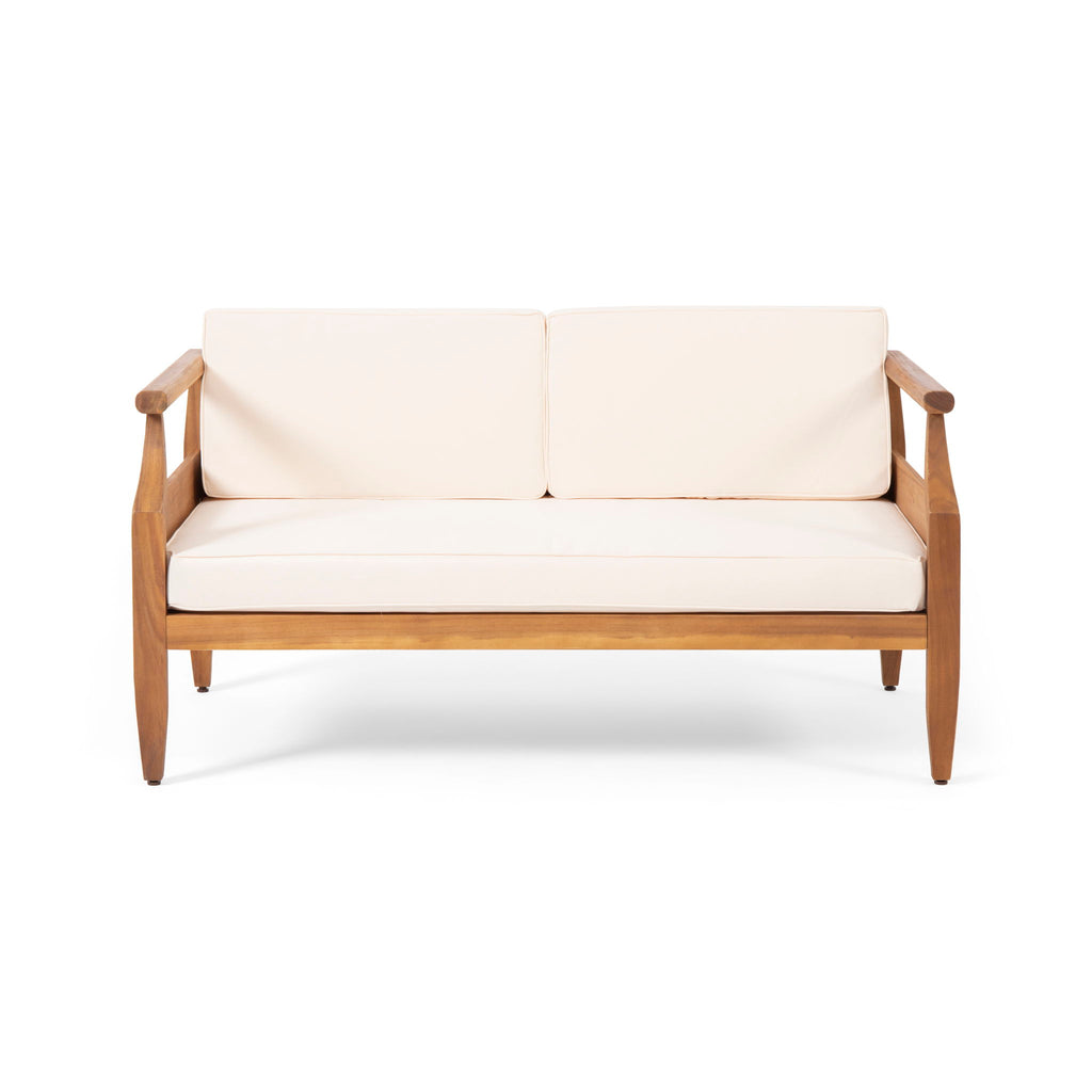 Aston - 2 Piece Wood Outdoor Patio Conversation Seating Set With Cushions