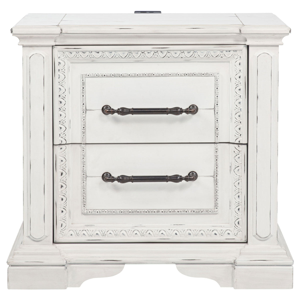 2 Drawer Nightstand With Dual USB Charging Ports - Vintage
