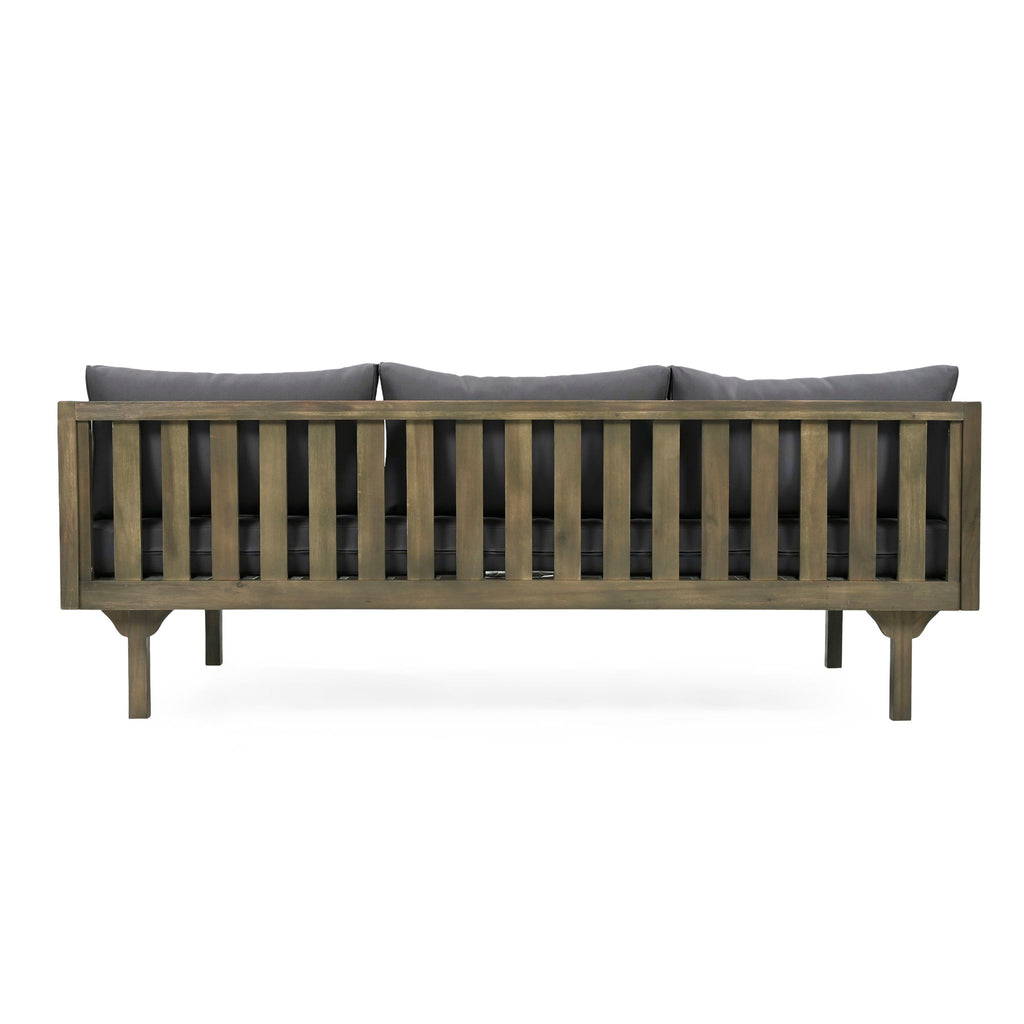 Claremont - 3 Seater Daybed With Slat Paneling And Water Resistant Cushions - Gray
