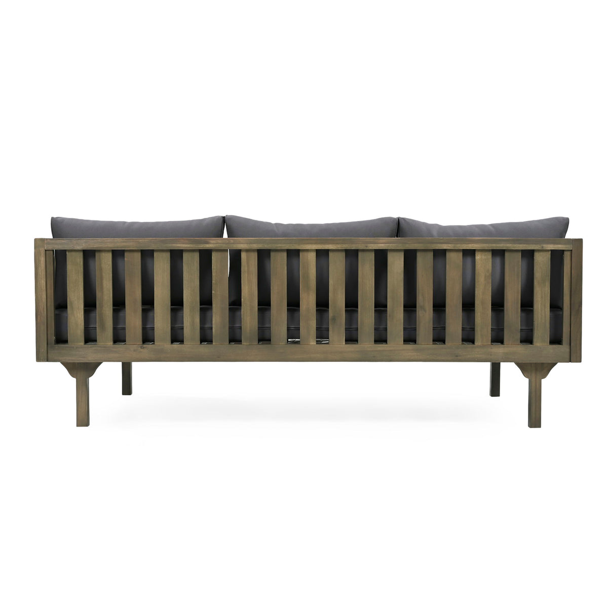 Claremont - 3 Seater Daybed With Slat Paneling And Water Resistant Cushions - Gray