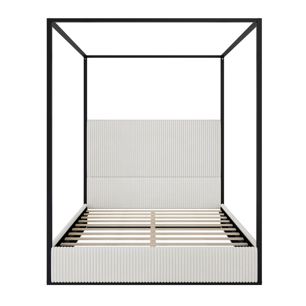 Canopy Bed With Tall Upholstered Headboard And 4 Poster