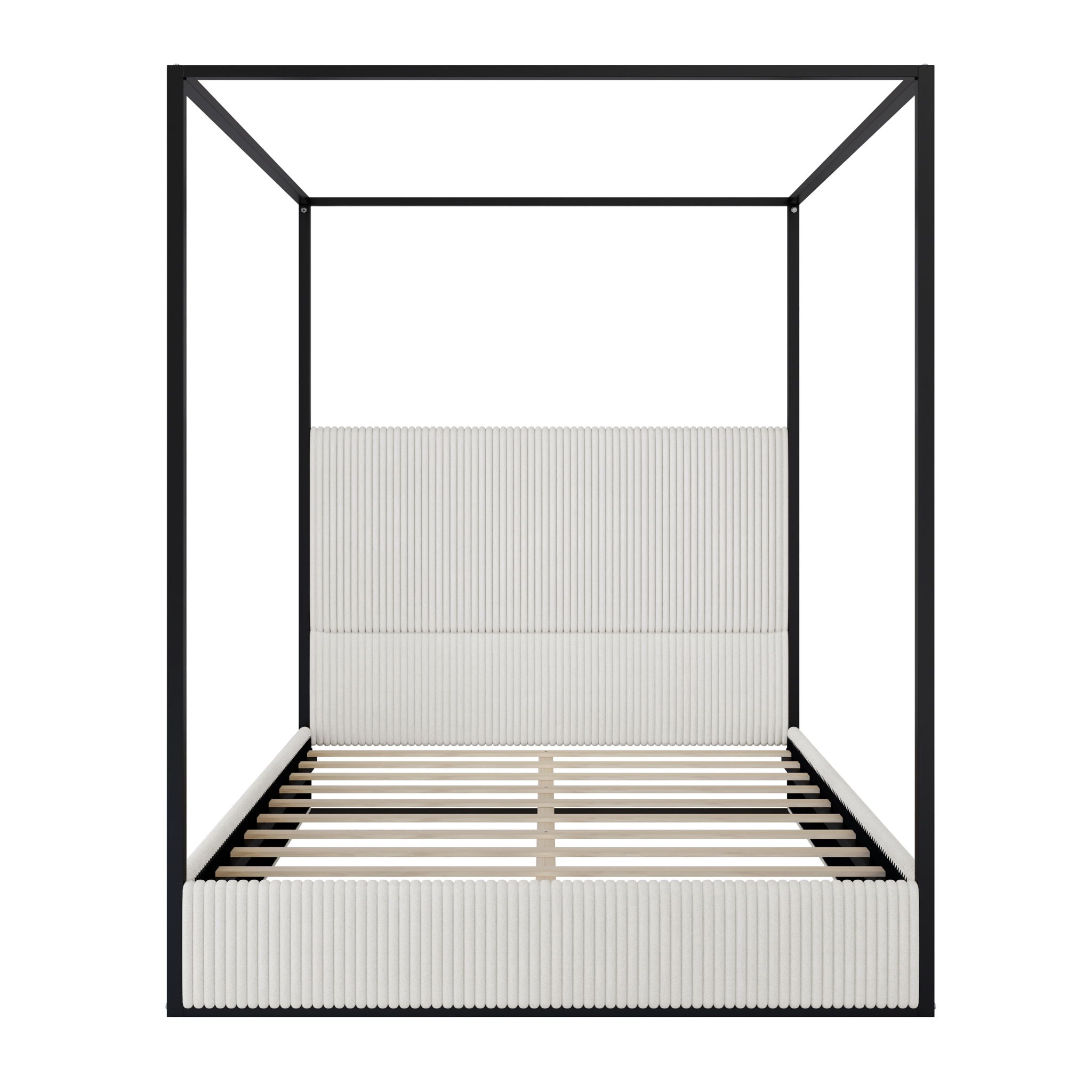 Canopy Bed With Tall Upholstered Headboard And 4 Poster