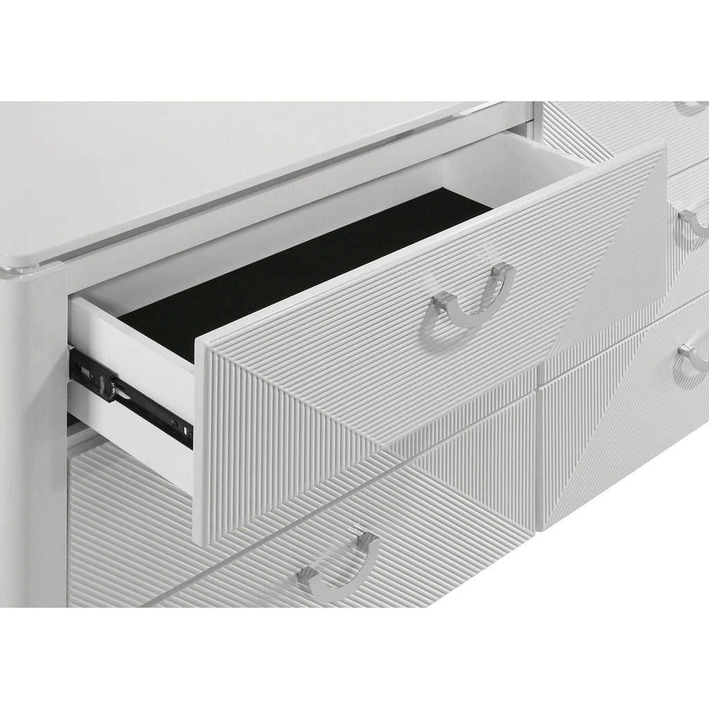 Buckley - 6 Drawer Dresser With Mirror - Gloss White