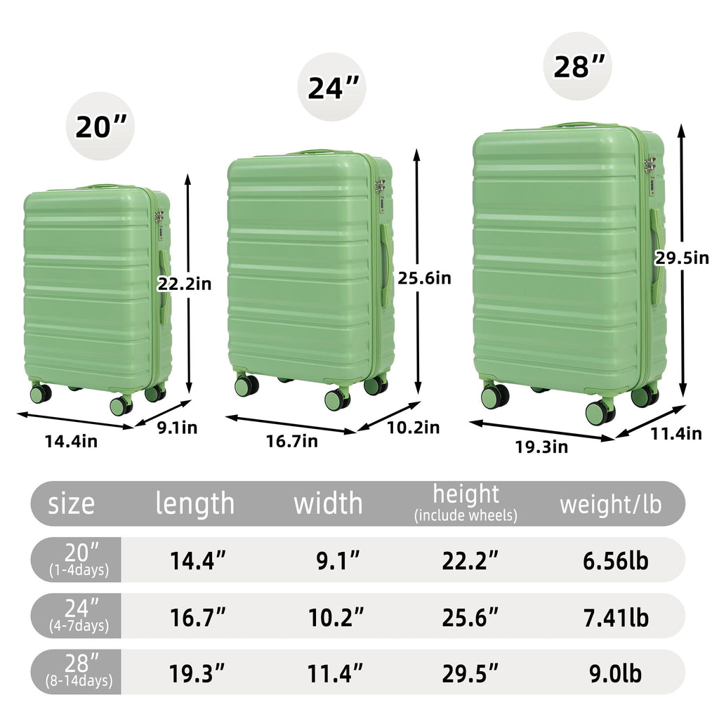 Tourist 3 Piece Luggage Set, Combination Lock, Durable Hard Shell With 360° Silent Wheels