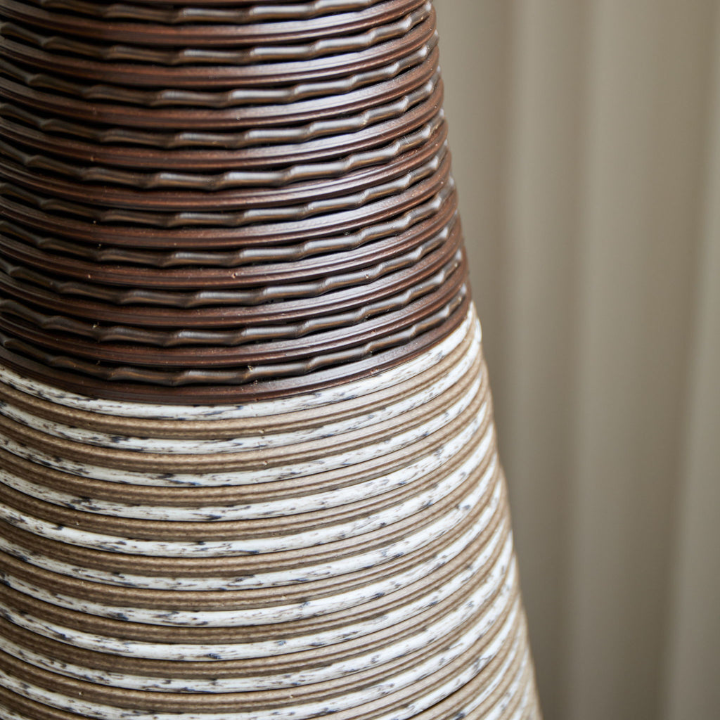 Tall Standing Designer Floor Vase Durable Artificial Rattan Elegant 2 Tone Finish Ideal Decor Accent For Living Room, Bedroom, Entryway Stylish Home Decor Statement Piece - Black / Gray