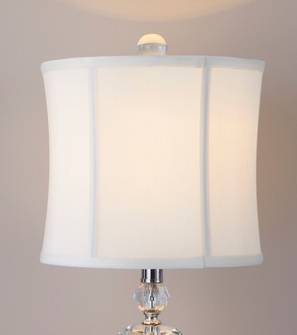 Karat - Contemporary Crystal Table Lamp (Set of 2) - Clear Crystal / Chrome / White Softback