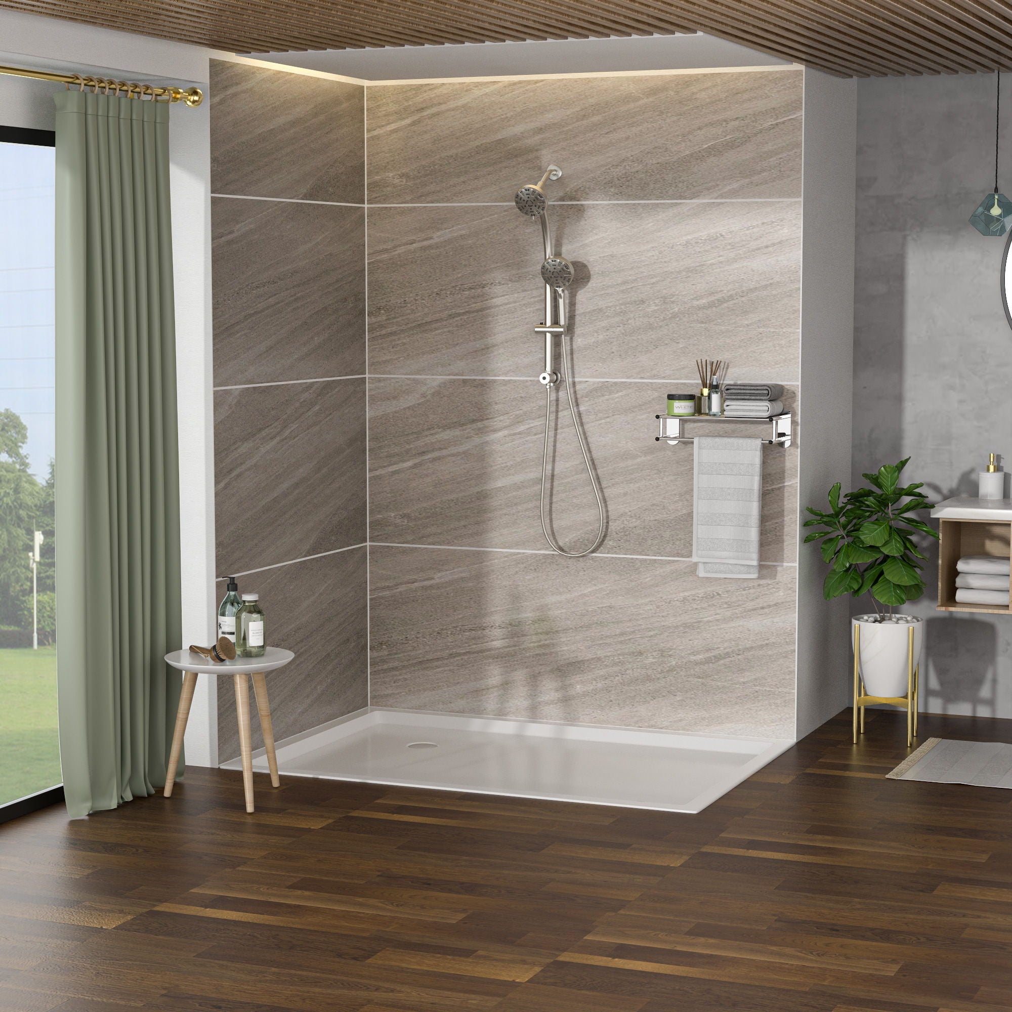 Multi Function Dual Shower Head System With 4.7" Rain Showerhead, 8 Function Hand Shower, Adjustable Slide Bar