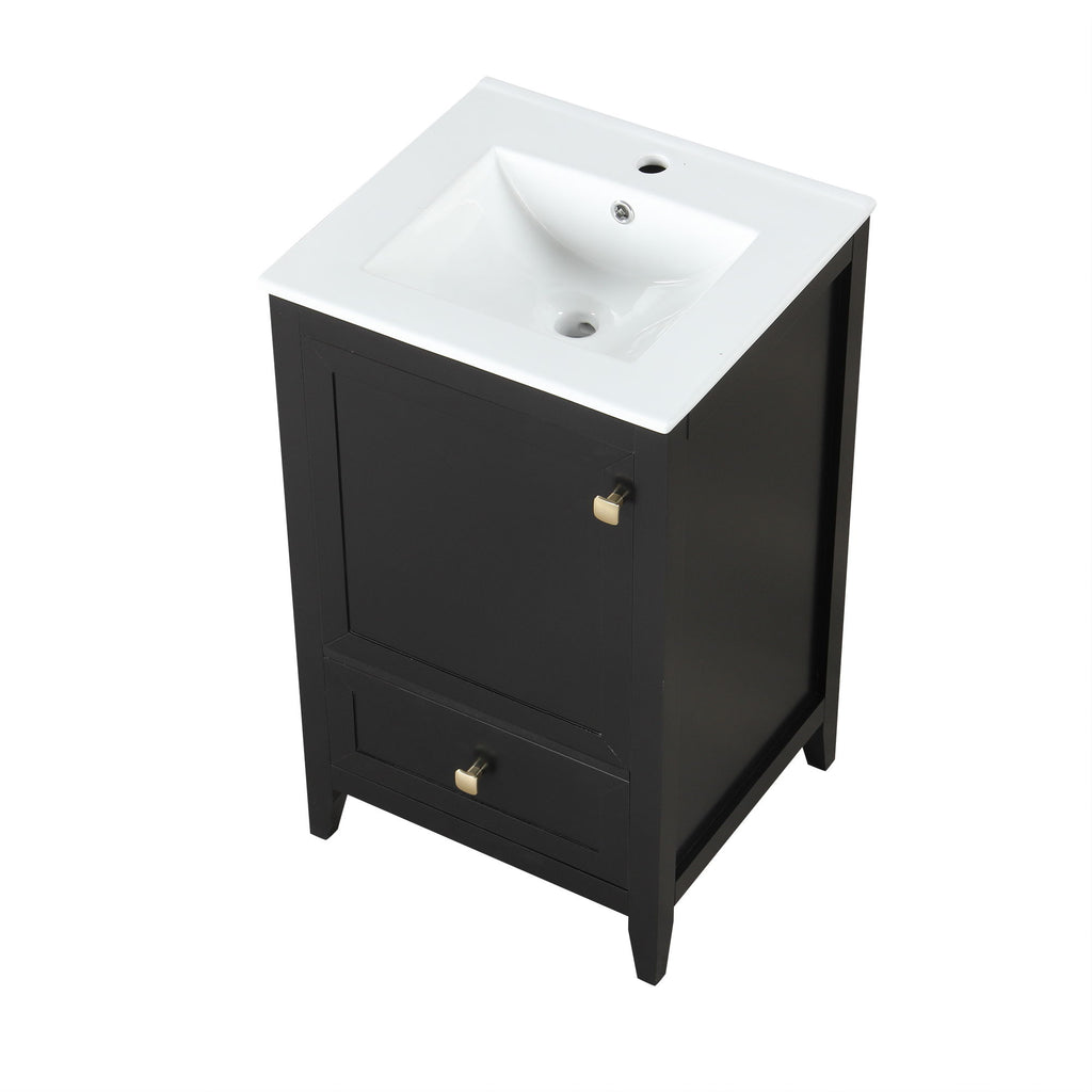 Bathroom Vanity With Sink, Soft Closing Cabinet Door, Storage Rack And Drawer