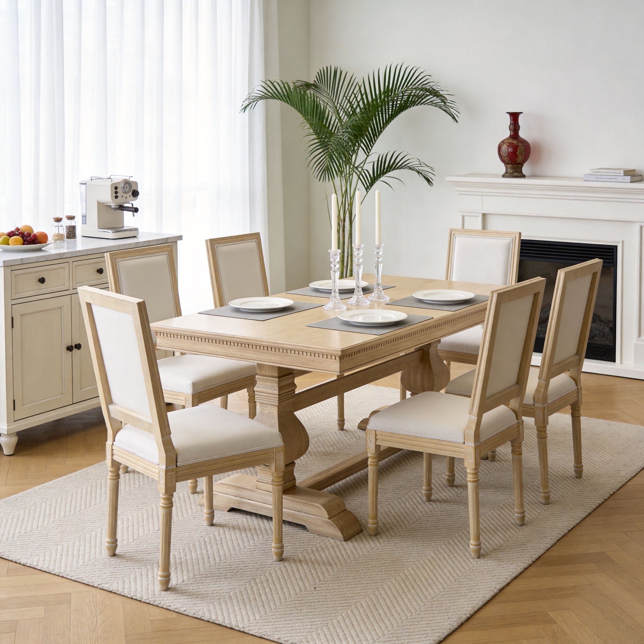 Dining Chairs With Upholstered Square Back (Set of 2)