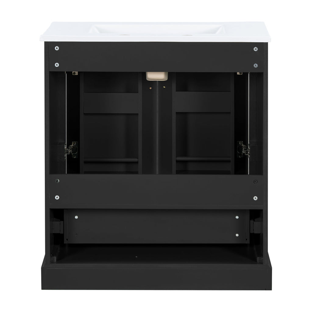 Bathroom Vanity With Sink, 1 Divided Drawer And 2 Soft Close Doors With Double Shelf