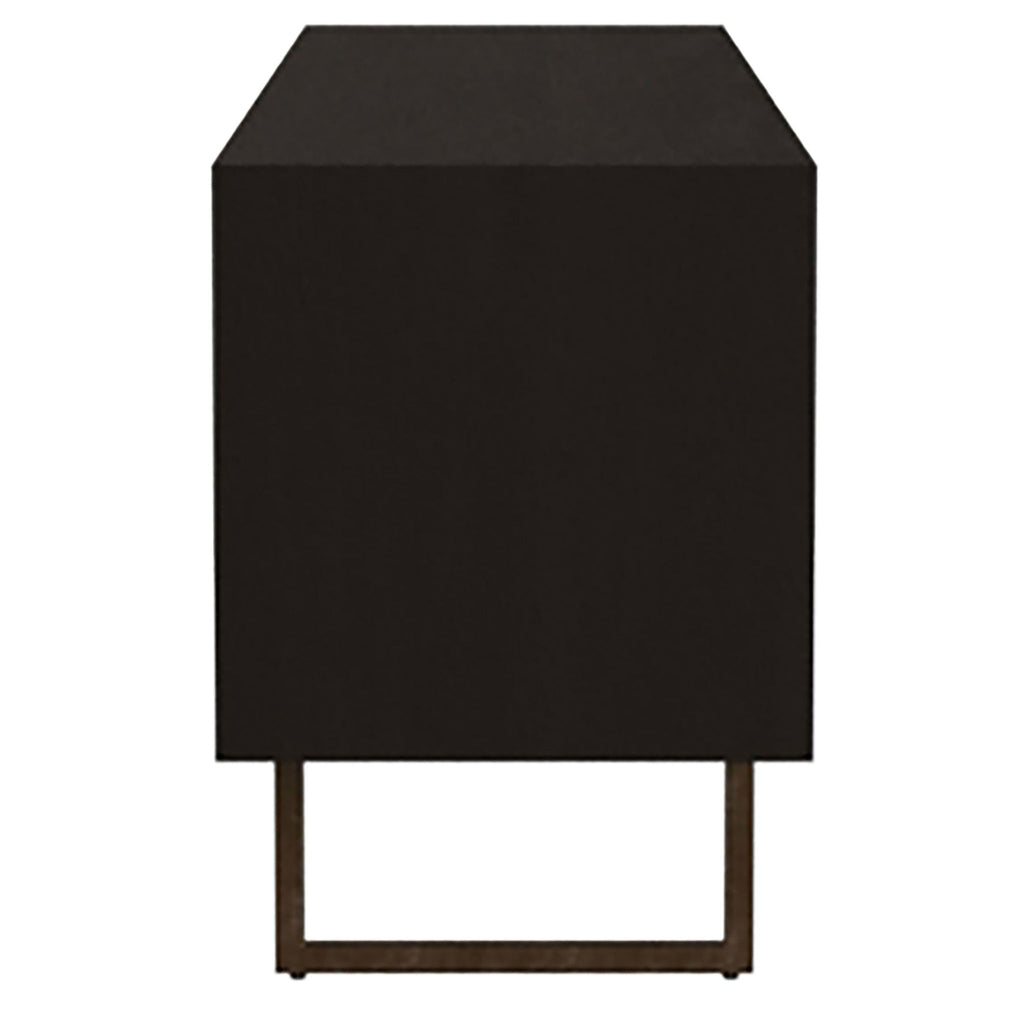 Manaya - 2 Door Stand With Open Shelving And Hidden Storage - Charcoal Black
