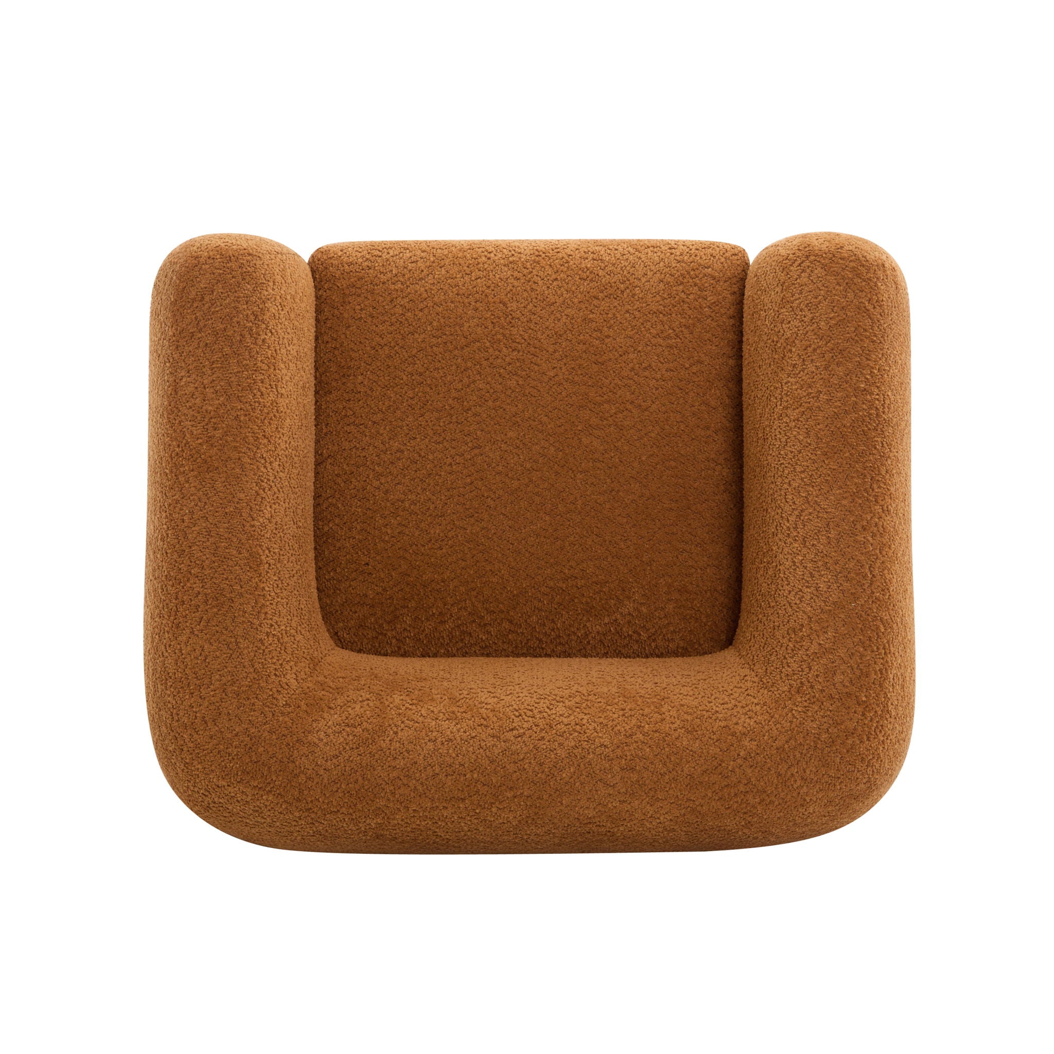 Modern Upholstered Boucle Arm Chair With Tuxedo Design And Triangular Legs