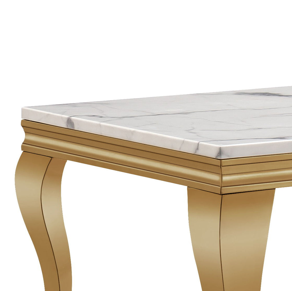 Marble Printed Rectangular Table, Stainless Steel Legs