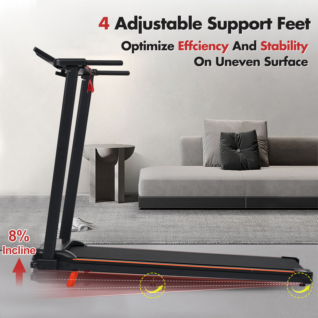 Treadmill With 8% Incline, Portable Treadmills For Home - Black