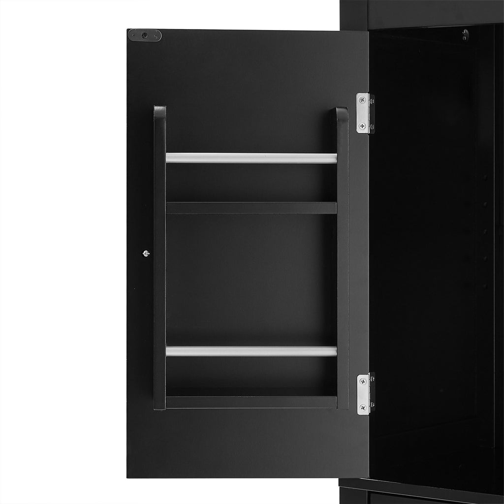 Elegant Bathroom Floor Storage Cabinet With 4 Doors, Adjustable Shelves