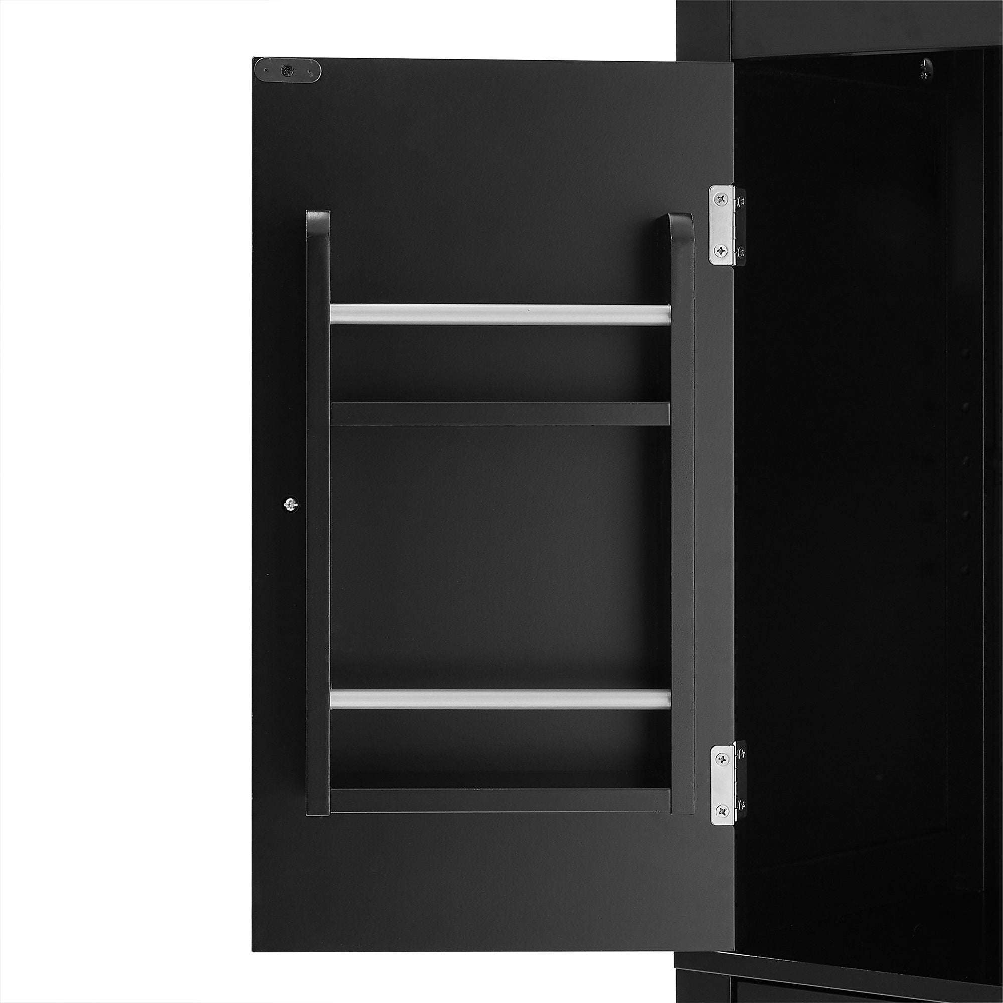 Elegant Bathroom Floor Storage Cabinet With 4 Doors, Adjustable Shelves