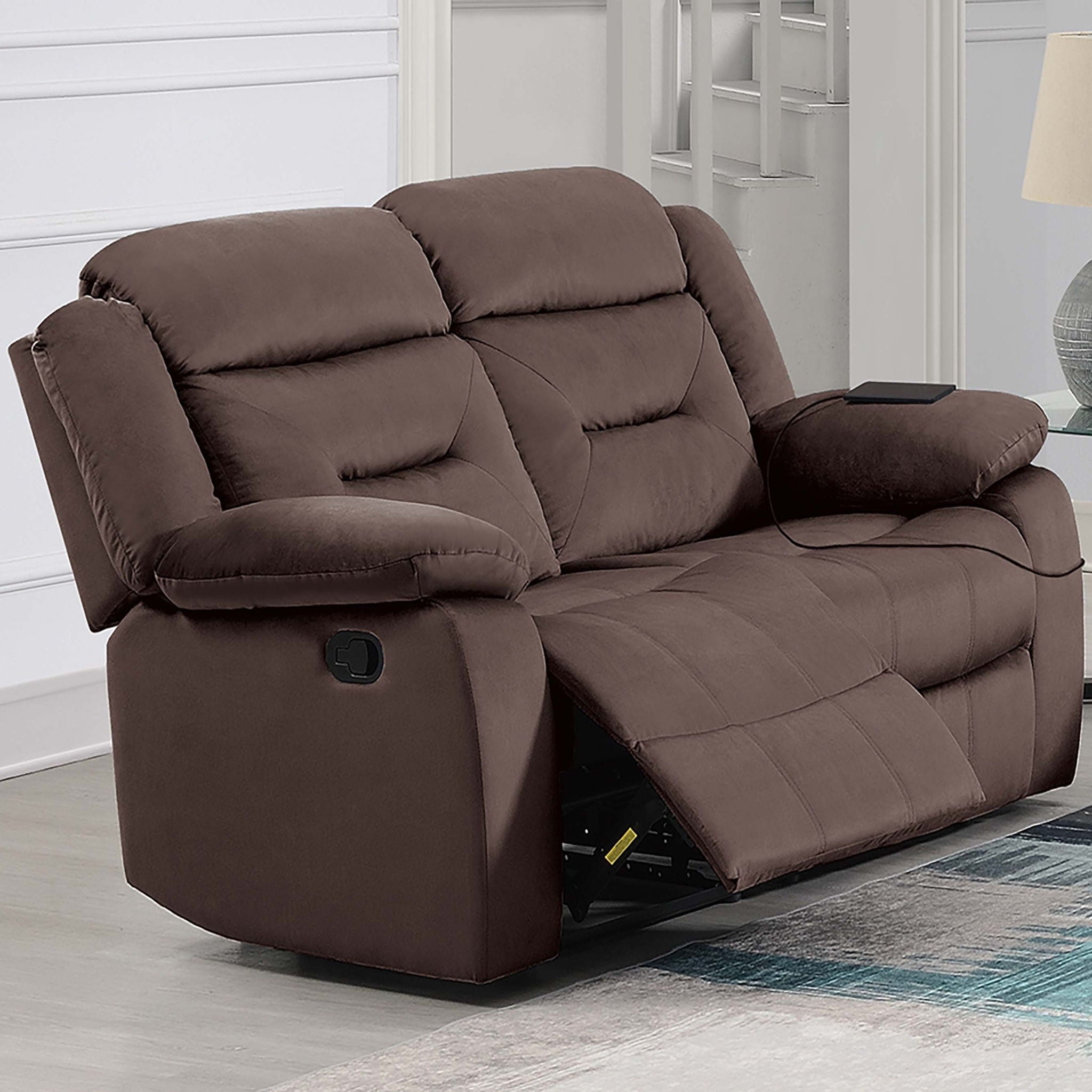 Contemporary Living Room Set With Pillow Arms And Headrest Support