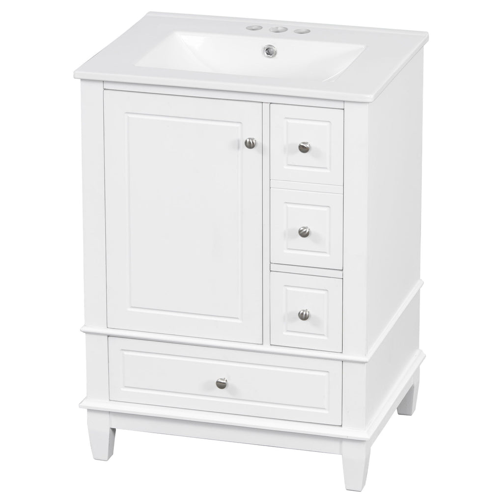 Modern Bathroom Vanity With Sink, Freestanding Cabinet With Drawers And Storage Shelves