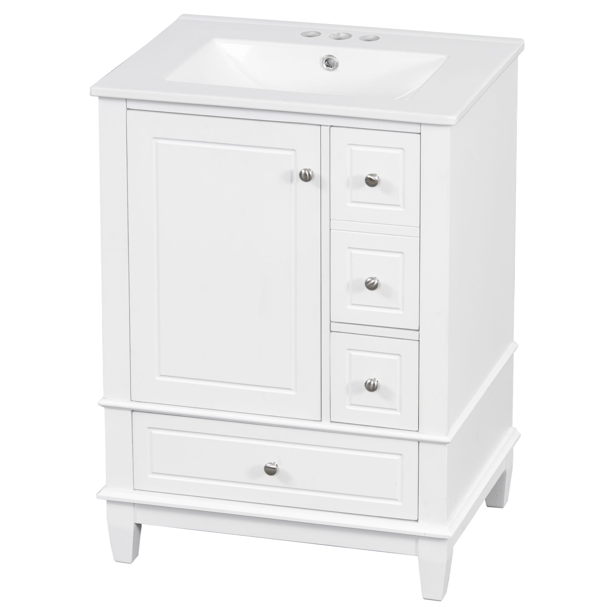 Modern Bathroom Vanity With Sink, Freestanding Cabinet With Drawers And Storage Shelves