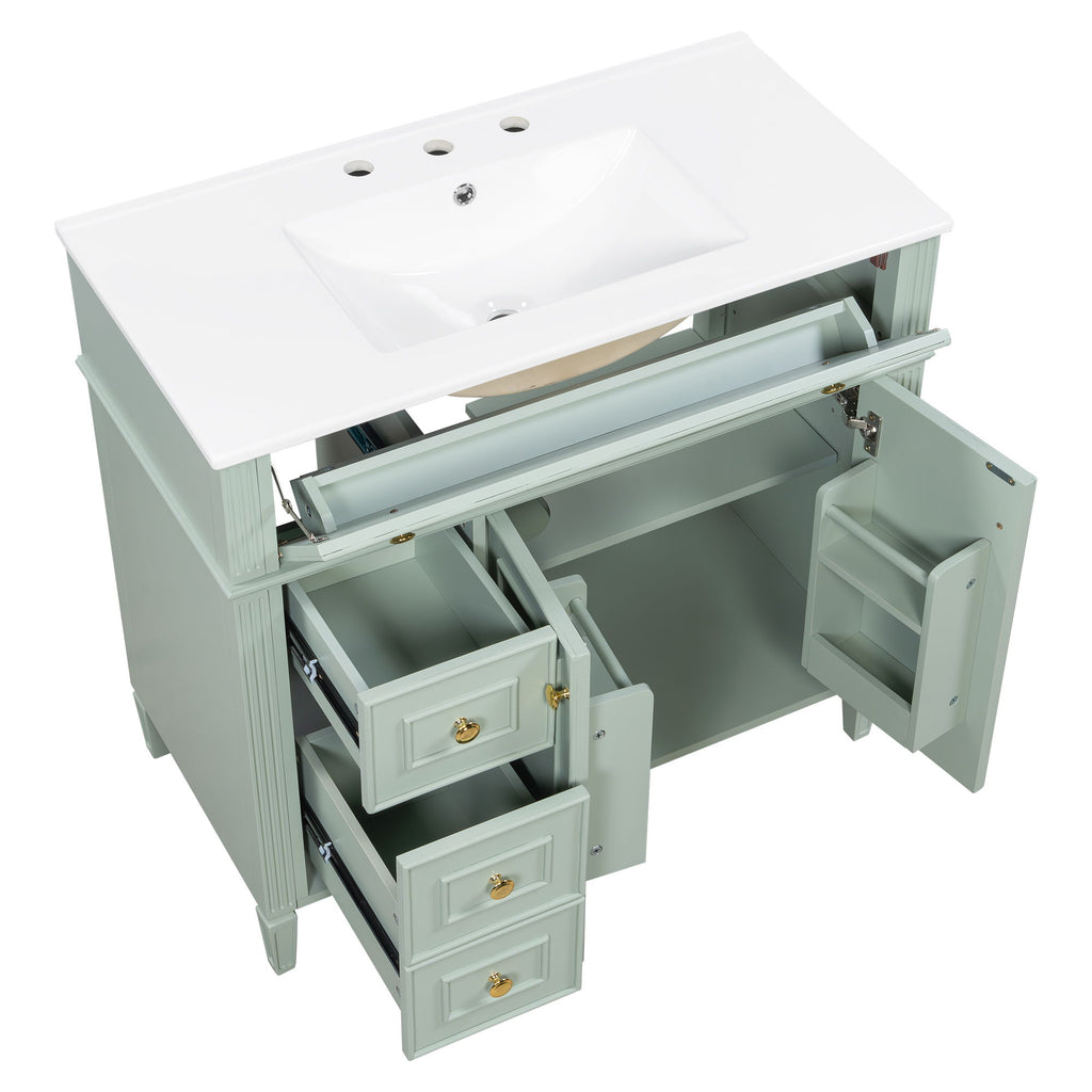 Bathroom Vanity With Sink, 3 Drawers & 2 Doors