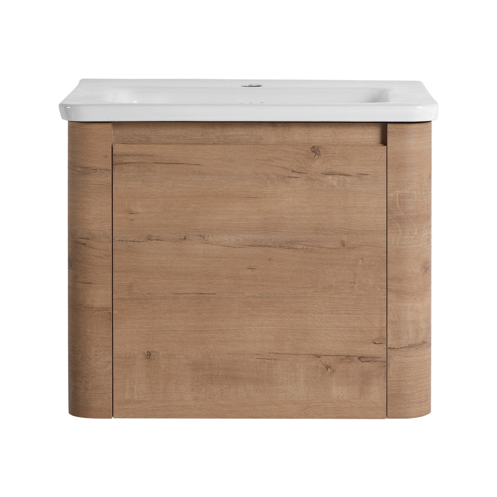 Wall Mounted Bathroom Vanity With Sink, Storage Shelves & Soft Close Door
