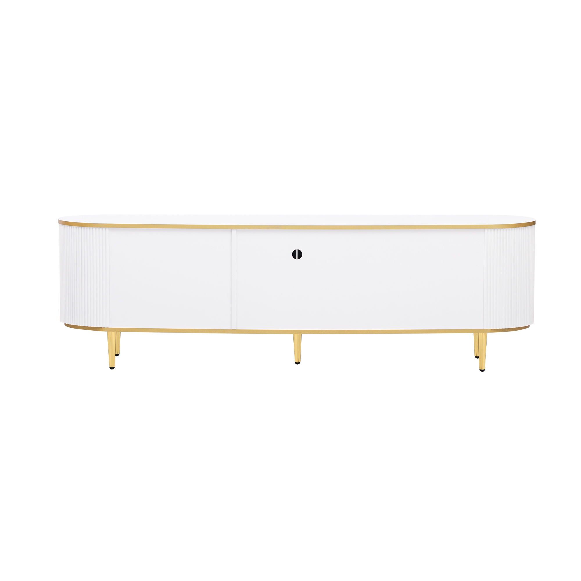 Modern TV Stand For TVs Up To 80", Entertainment Center With 4 Drawers And 1 Cabinet, Wood TV Console Table With And Handles For Living Room - White