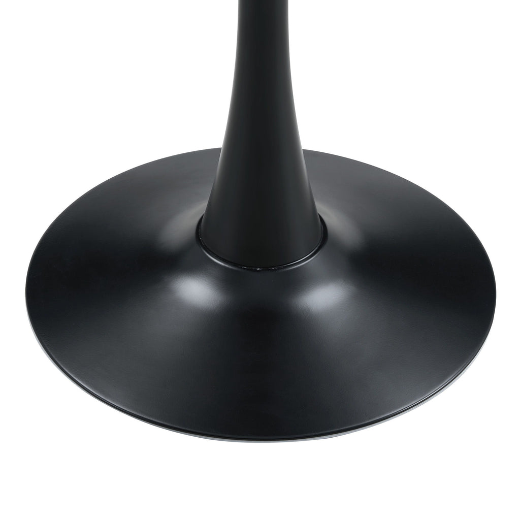 Round Dining Table With Faux Wood Top And Metal Pedestal, 23.6" Circle Table For Kitchen, Living Room, Small Spaces