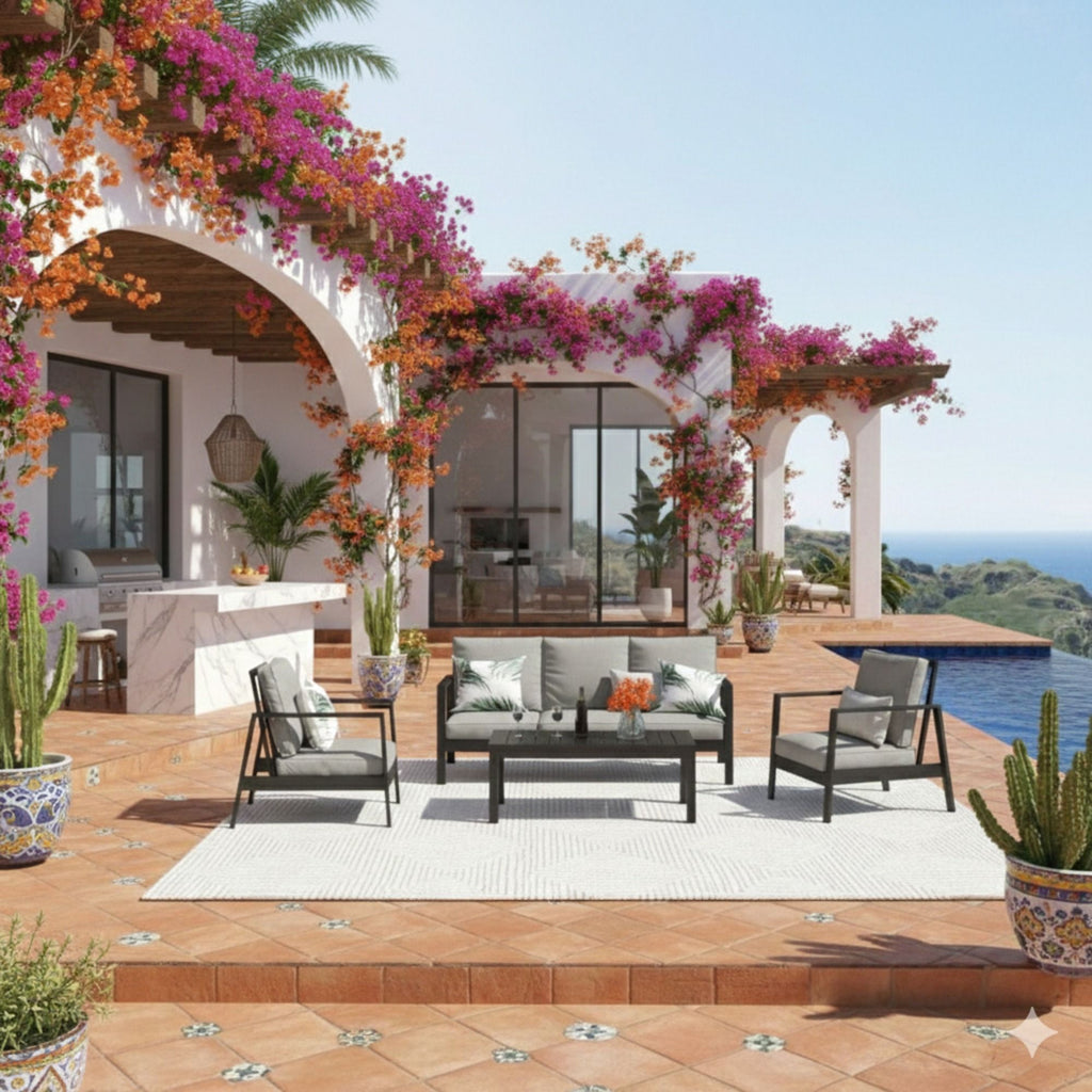 Modern 5 Seat Outdoor Patio Furniture Set With Coffee Table