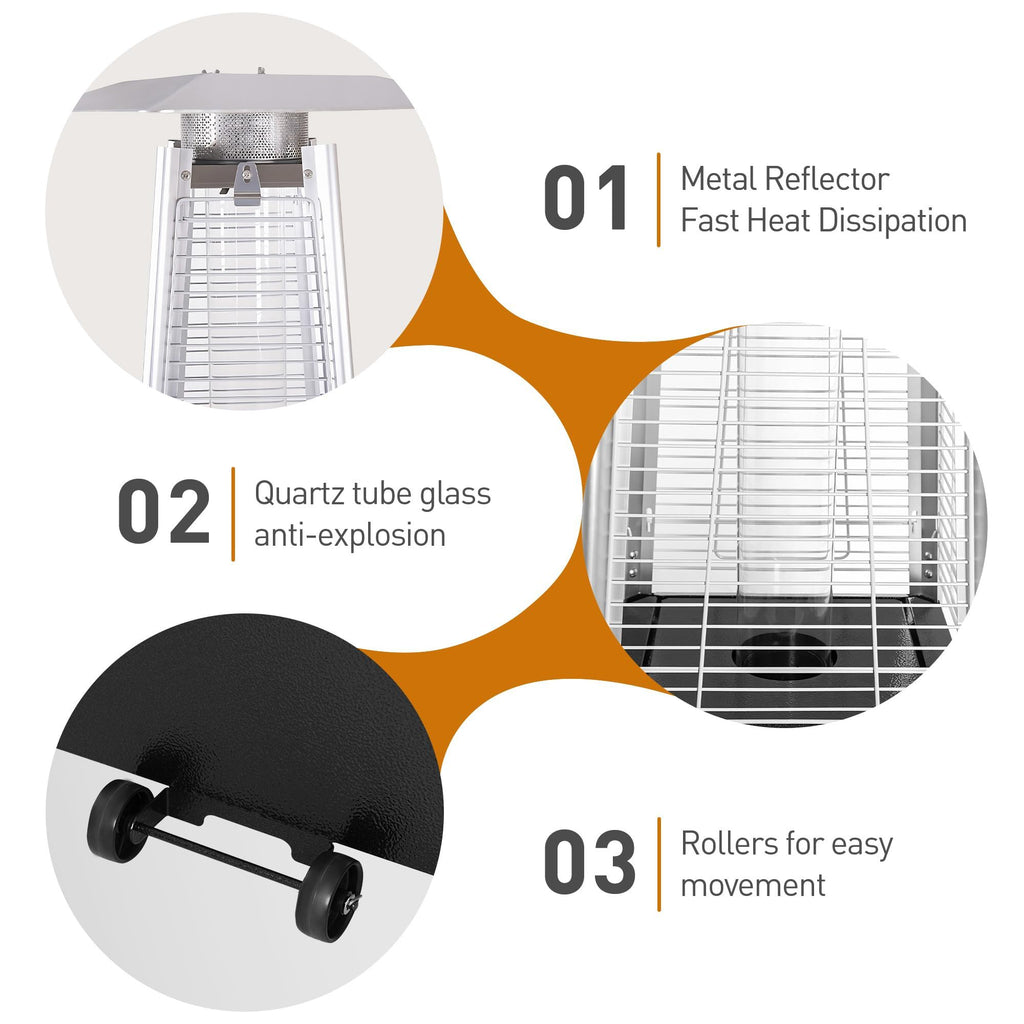 Patio Heater With Detachable Wheels, Protective Cover