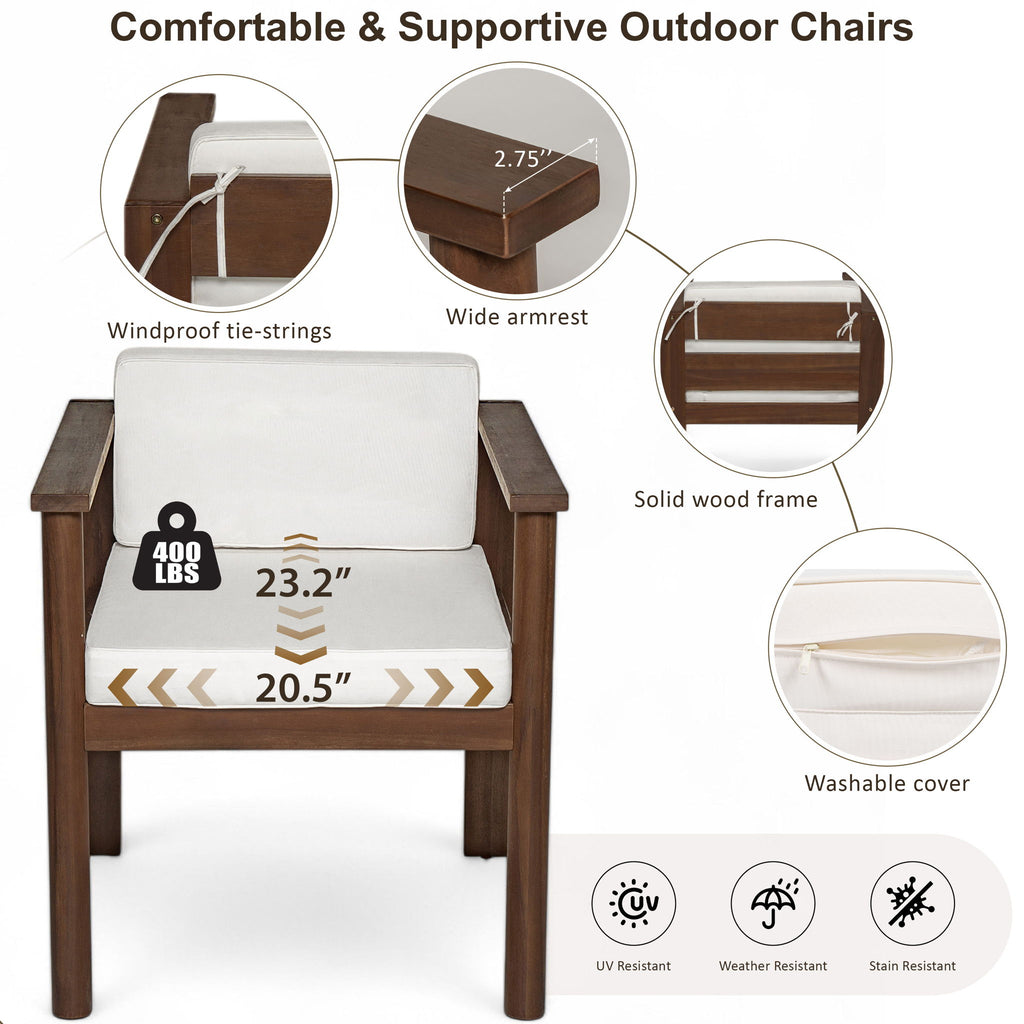 Rustic Patio Dining Set For 6 With Removable Cushions