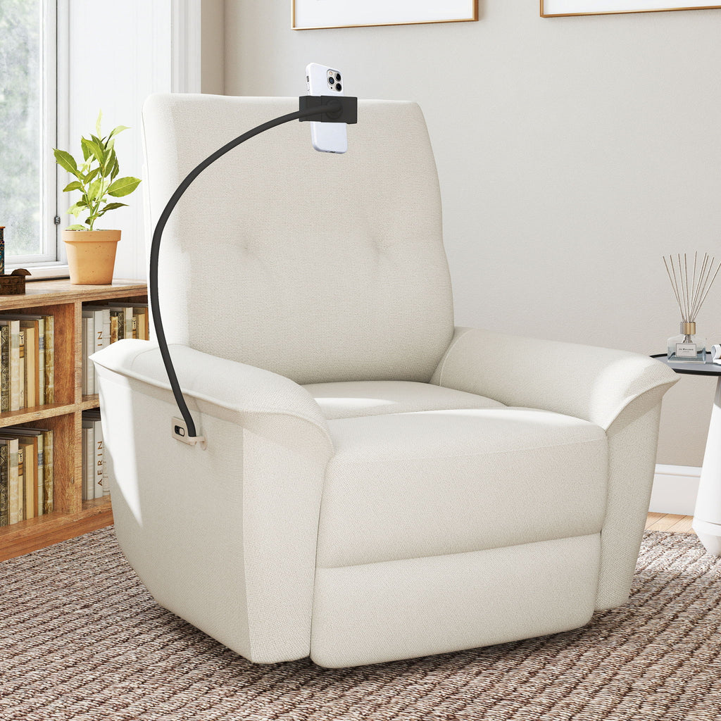 270° Power Swivel Rocker Recliner Chair With Phone Holder, Electric Glider Reclining Sofa With USB Ports For Living Room Bedroom - Beige