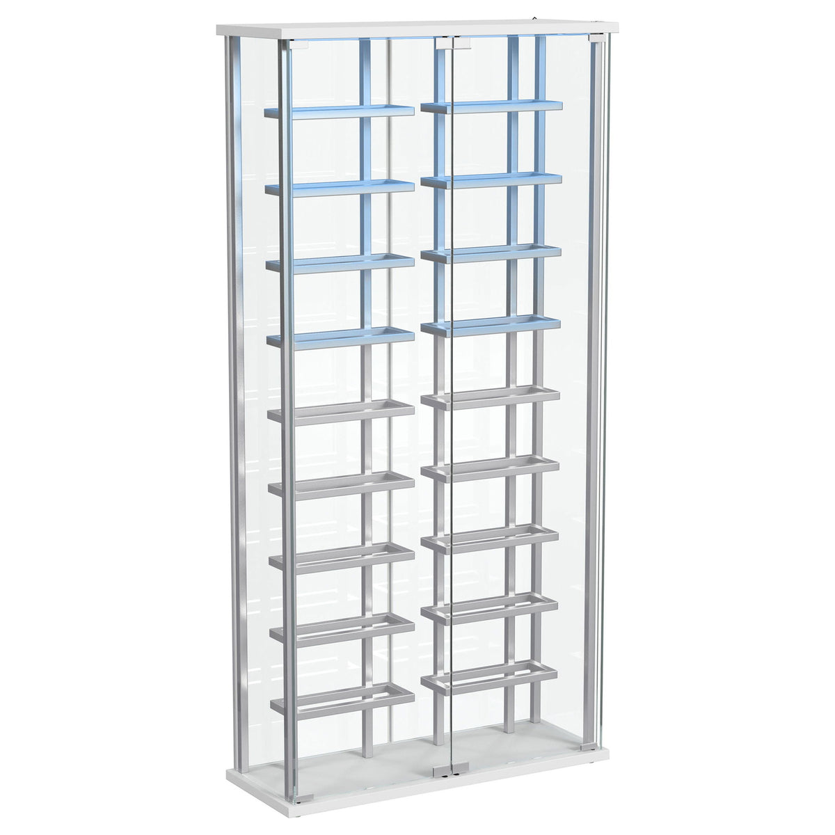 Wine Storage LED Curio Cabinet - Chrome