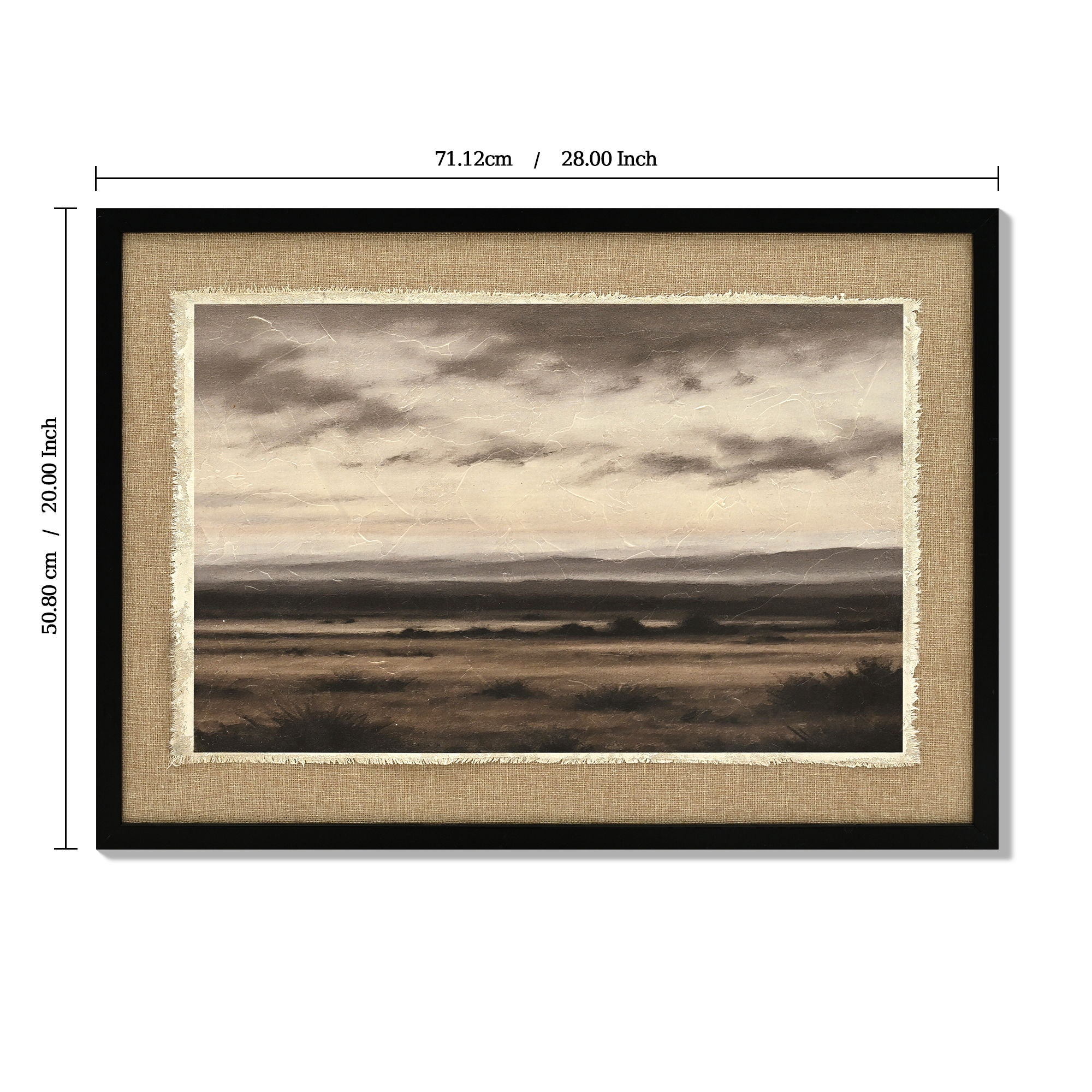 Vintage Landscape Large Framed Wall Art, Nature Wilderness Scenery Paintings Decor Aesthetic - Ember Black / Linen Sesame