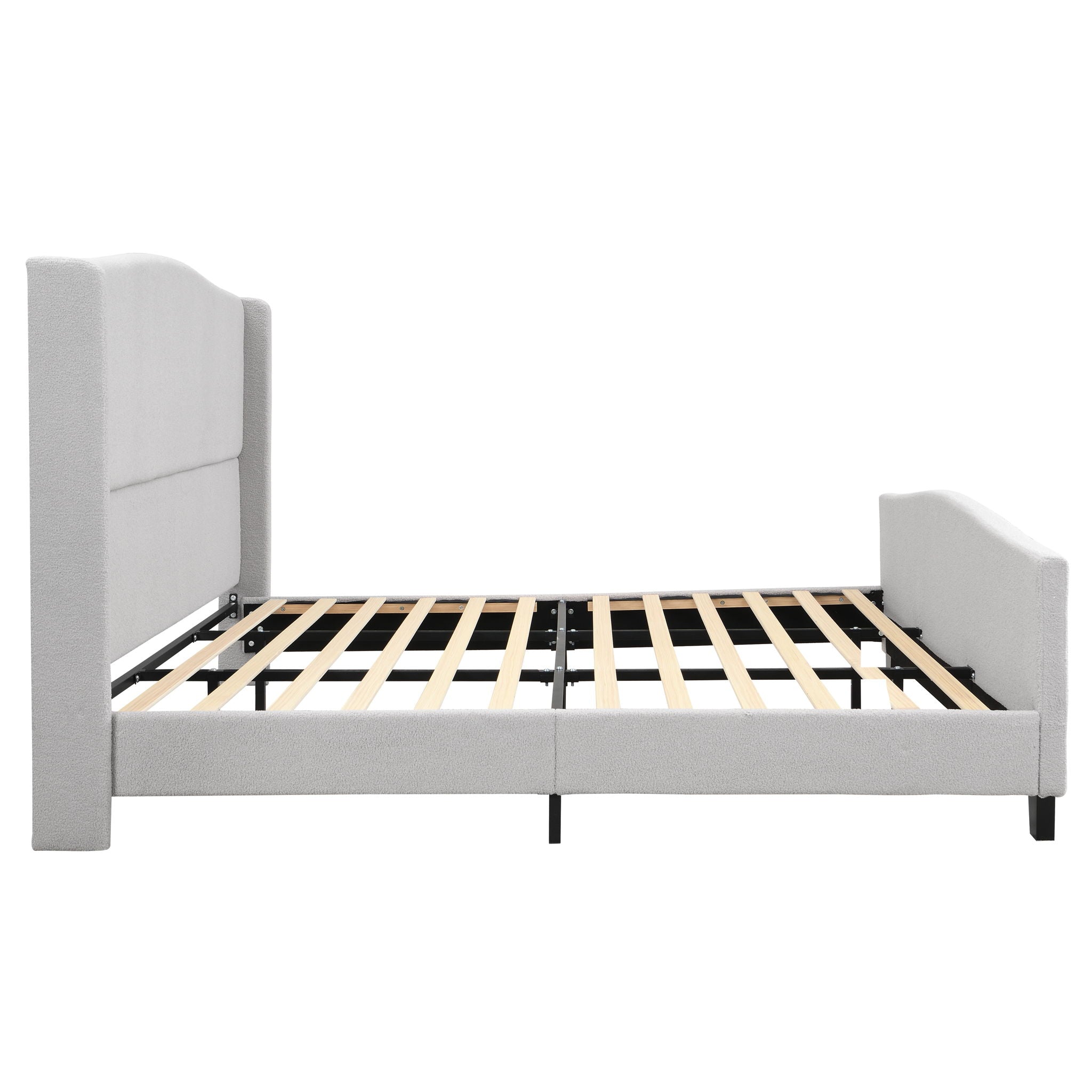 Platform Bed Frame With Tall Headboard And High Footboard
