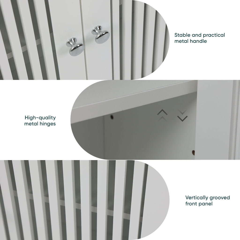 Louvered Double Door Wall Mounted Bathroom Cabinet - White