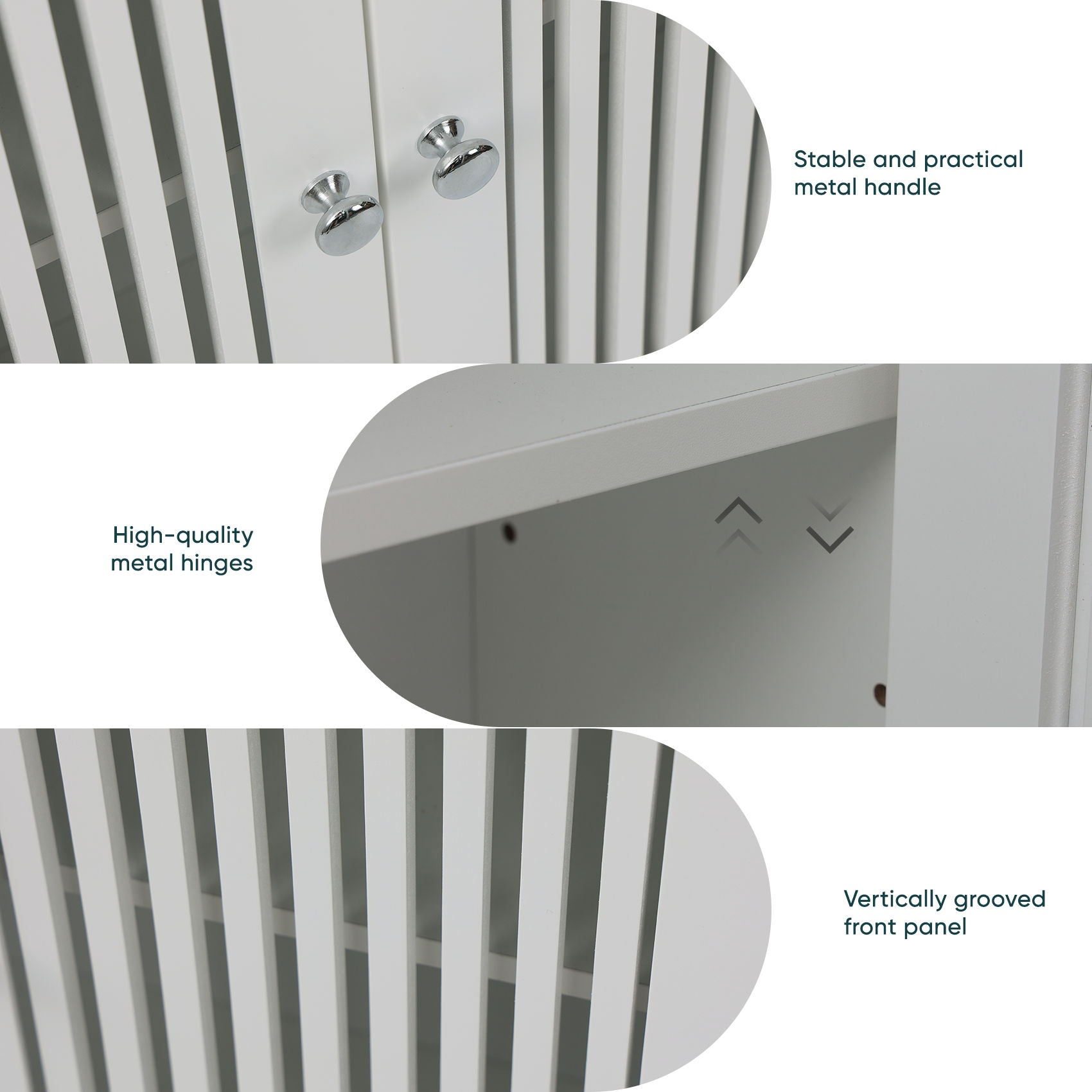 Louvered Double Door Wall Mounted Bathroom Cabinet - White