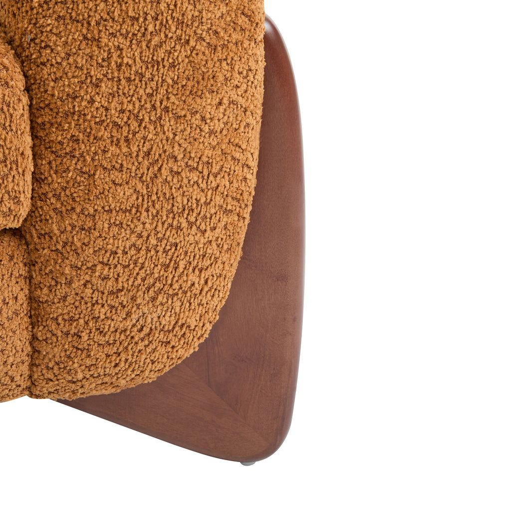 Contemporary Boucle Sherpa Sofa With Birch Wood Legs