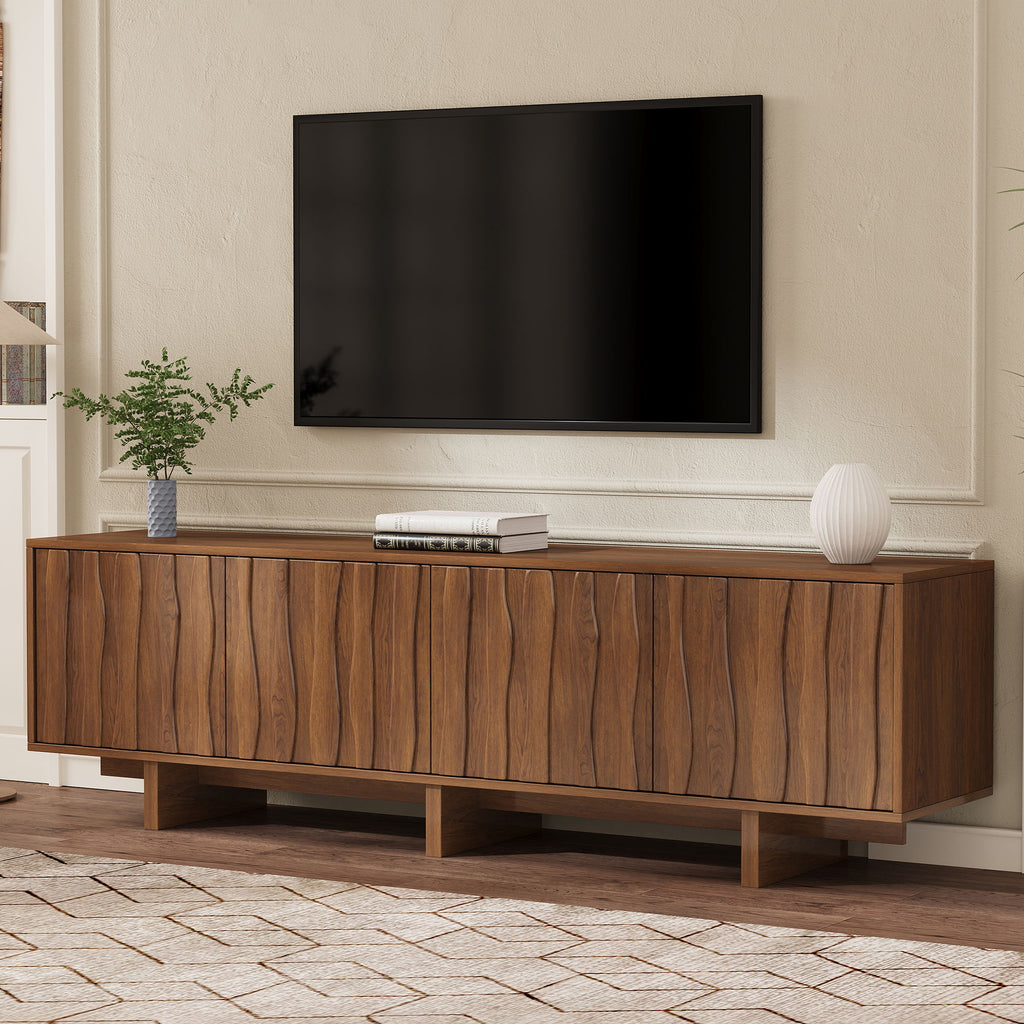 Retro Style TV Stand With Wavy Door
