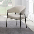 Jirina - Chenille Arm Chair With Metal Legs (Set of 2) - Beige & Black