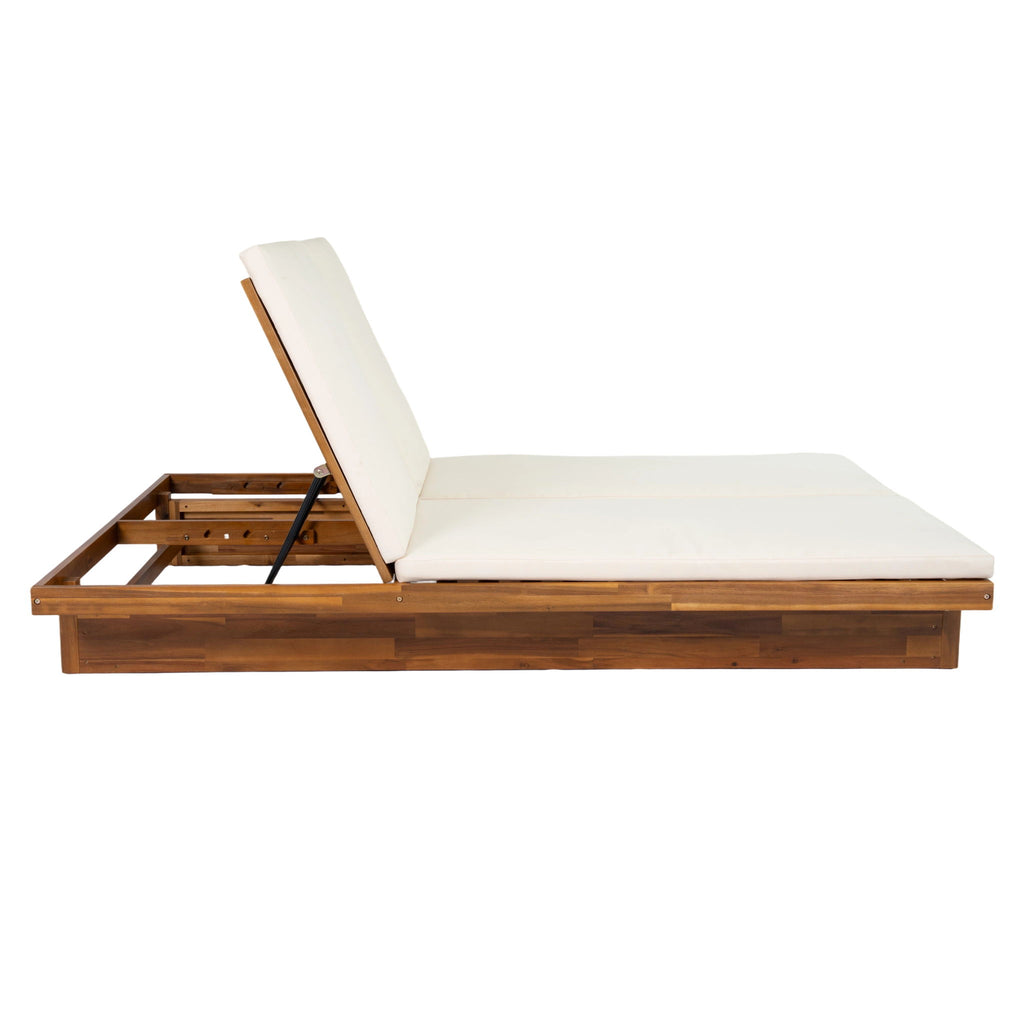 Double Sunlounger With Adjustable Backrest - Beige