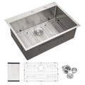 Drop In Kitchen Sink, 16 Gauge Stainless Steel, Single Bowl, Topmount Basin