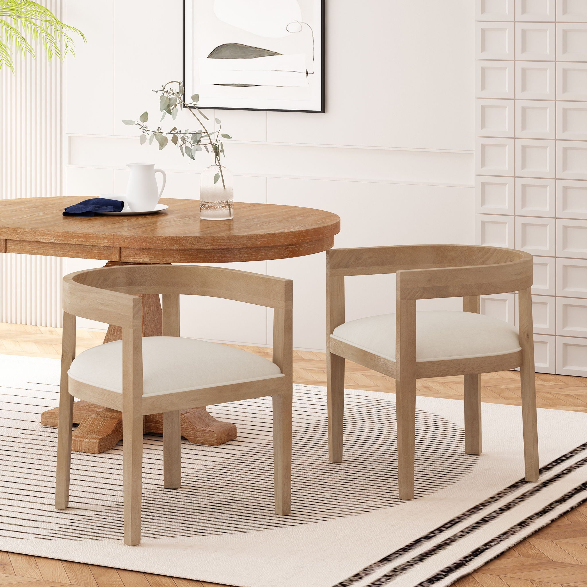 Contemporary Dining Chair Set With Armrests