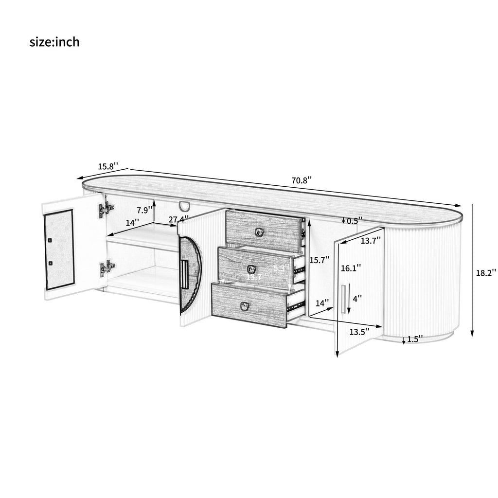 Minimalist TV Stand With 3 Drawers And 1 Shelf