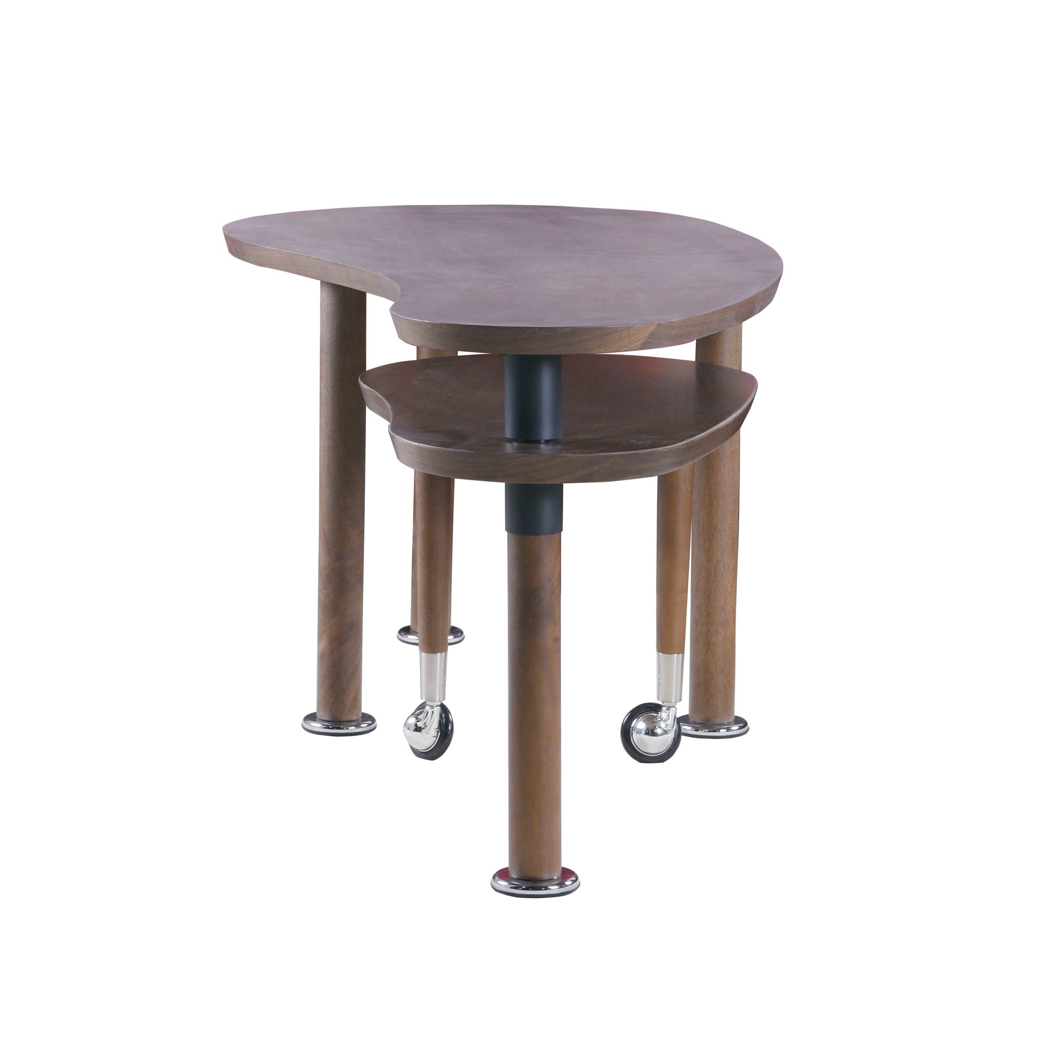 Rotatable Coffee Table With Solid Legs, 360 Degree Swivel, Waterproof - Walnut