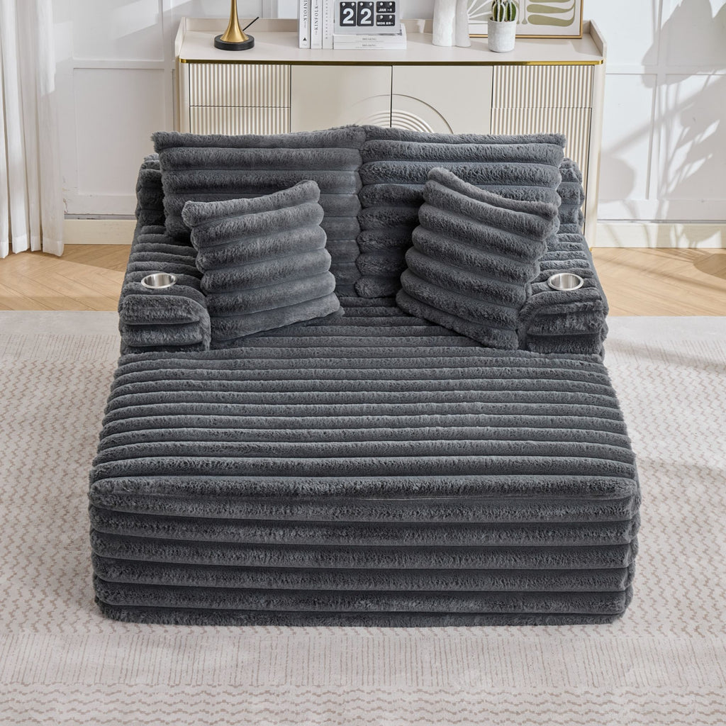Oversized Chaise Lounge Chair Indoor With Pillows For Living Room