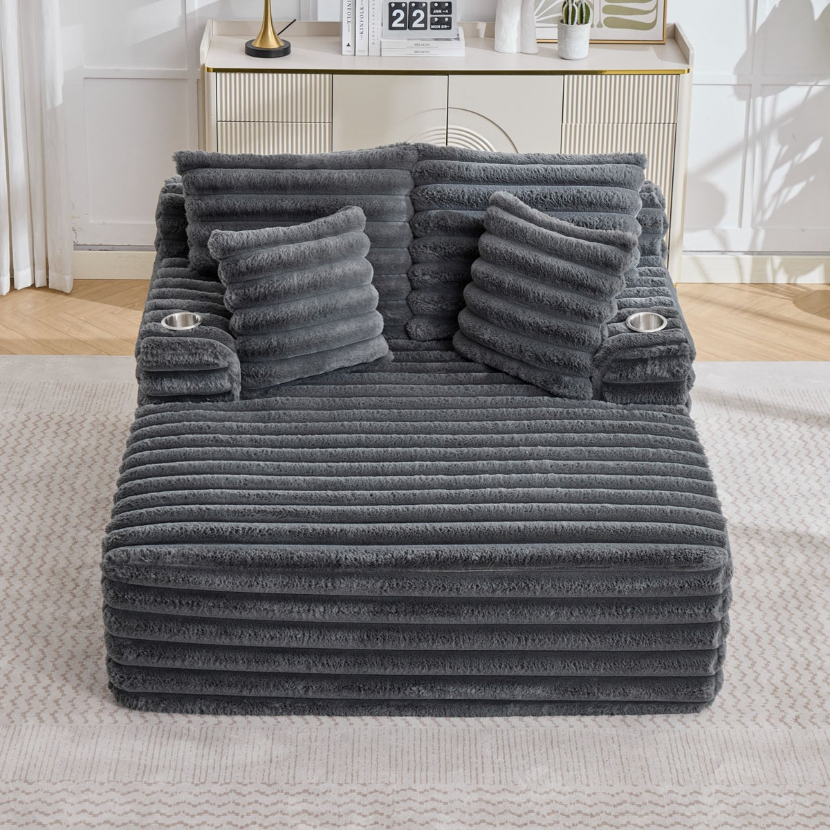 Oversized Chaise Lounge Chair Indoor With Pillows For Living Room