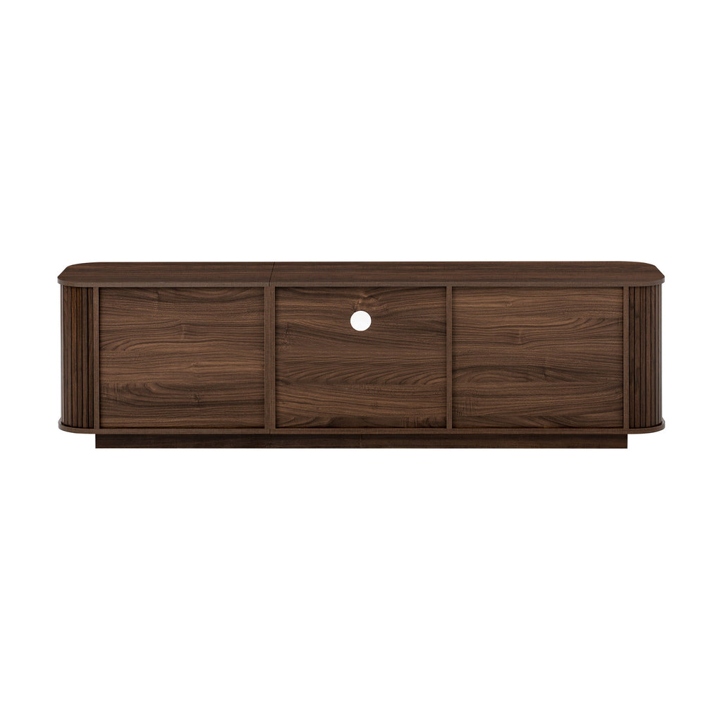 70" TV Stand With Ample Storage, Curved Corners - Dark Brown